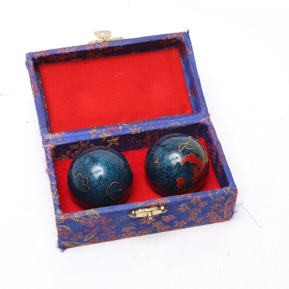 Chinese Baoding Balls Metal Meditation Health Relaxation Soothing Hand Blue Red - Picture 3 of 10
